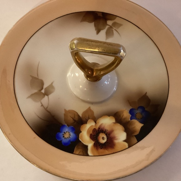 Vintage Noritake Lusterware Hand Painted Floral center handle plate - Picture 3 of 7